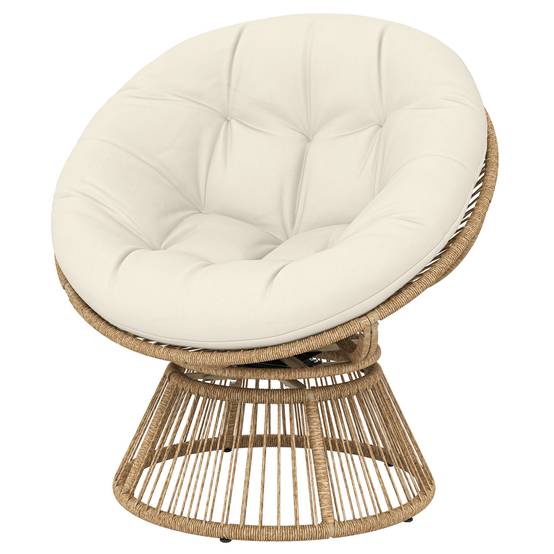 Fauteuil papasan pivotant polyrotin naturel 93 x 81 x 87 cm - PANGIVO - Image 2