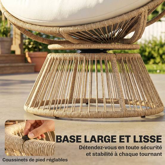 Fauteuil papasan pivotant polyrotin naturel 93 x 81 x 87 cm - PANGIVO - Image 9