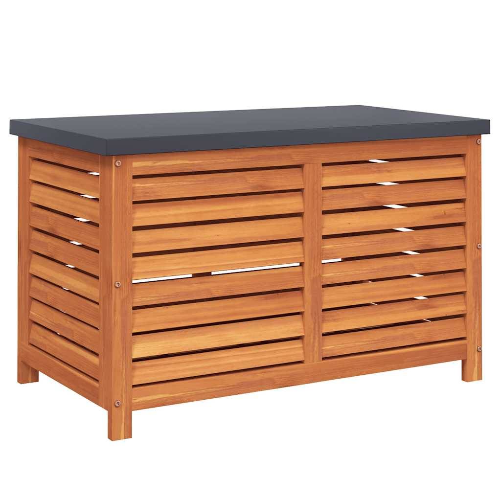 Coffre de jardin bois d'eucalyptus naturel 90 x 48 x 55 cm - PANGIVO - Image 2