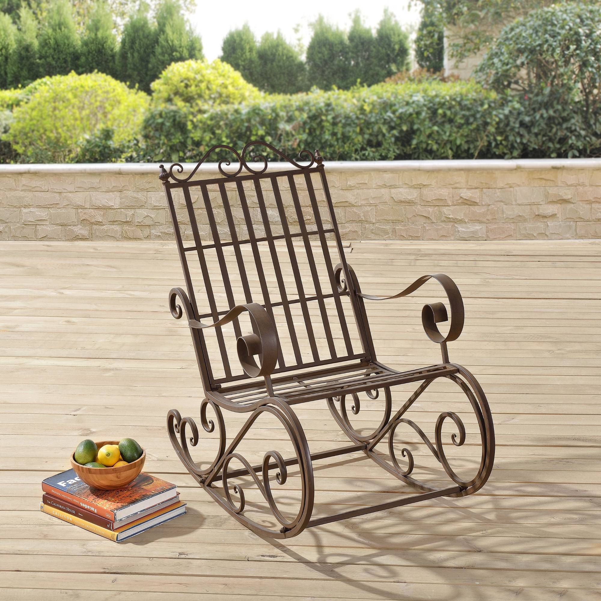 Fauteuil à Bascule de Jardin Vintage Geraldton Métal 92x59x90 cm Bronze [en.casa] - Image 4