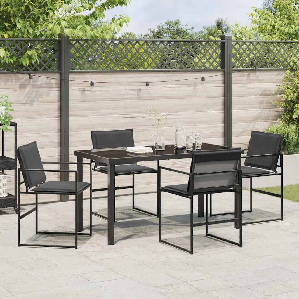 Ensemble de jardin acier et textilène noir 140 x 70 x 73 cm - PANGIVO - Image 4