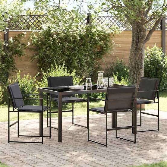 Ensemble de jardin acier et textilène noir 140 x 70 x 73 cm - PANGIVO - Image 1
