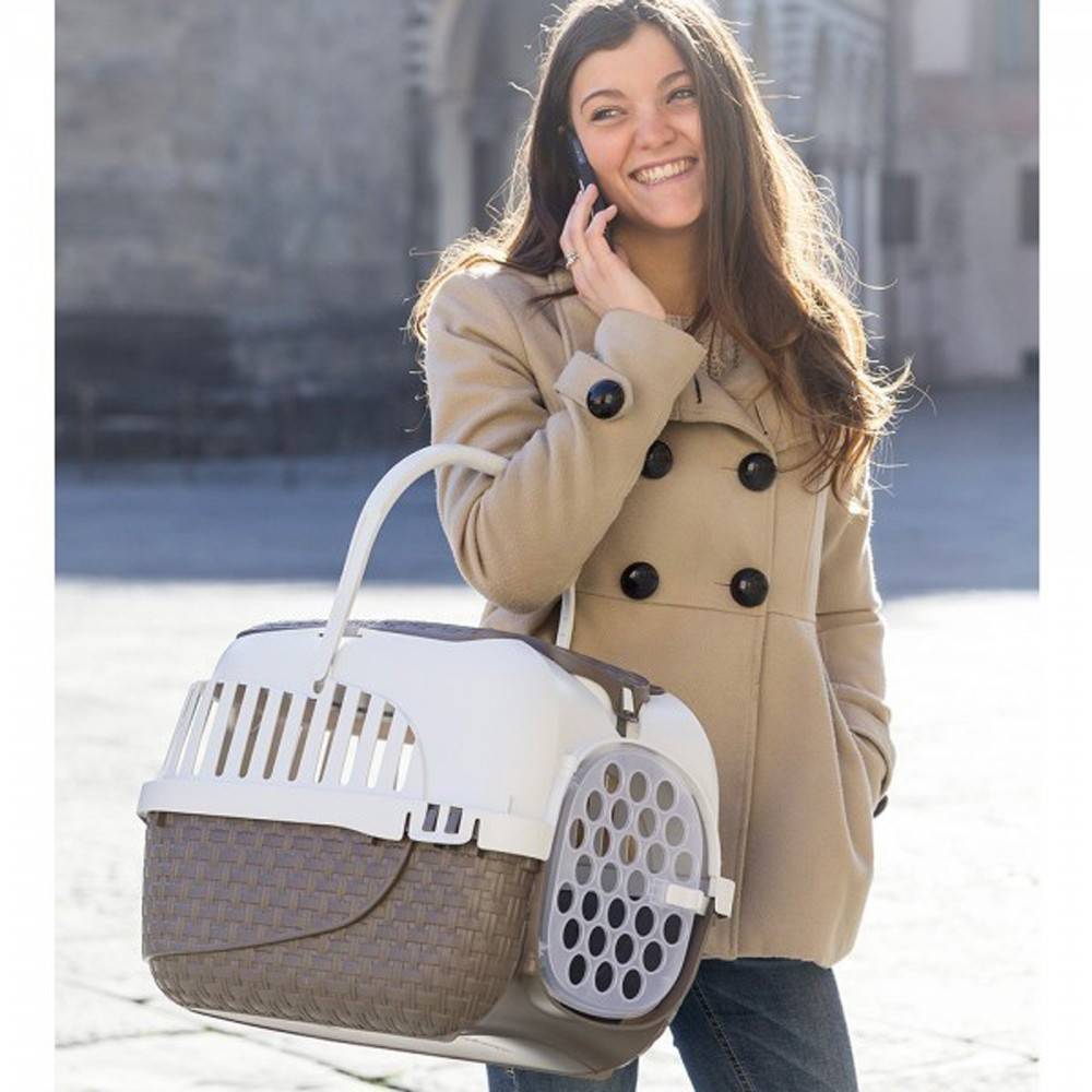Bama - Cage de transport Tour 2 maxy Taupe 38 X 58 X 37 cm pour petit chiens ou chats - Image 3