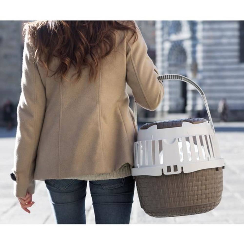 Bama - Cage de transport Tour 2 maxy Taupe 38 X 58 X 37 cm pour petit chiens ou chats - Image 2