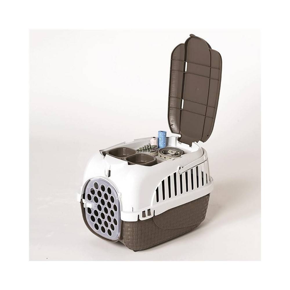 Bama - Cage de transport Tour 2 maxy Taupe 38 X 58 X 37 cm pour petit chiens ou chats - Image 10
