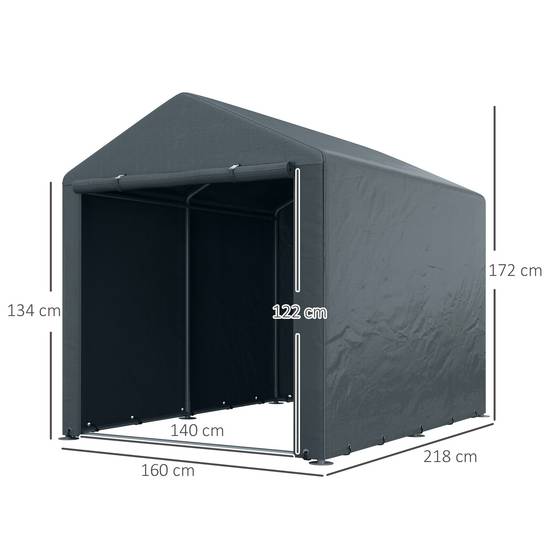 Abri de jardin tente de stockage portable abri de vélo garage pour extérieur avec cadre en acier galvanisé grande porte - Image 5