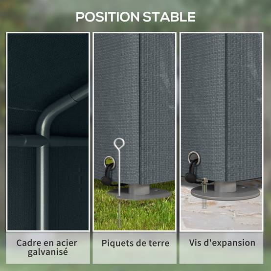 Abri de jardin tente de stockage portable abri de vélo garage pour extérieur avec cadre en acier galvanisé grande porte - Image 7