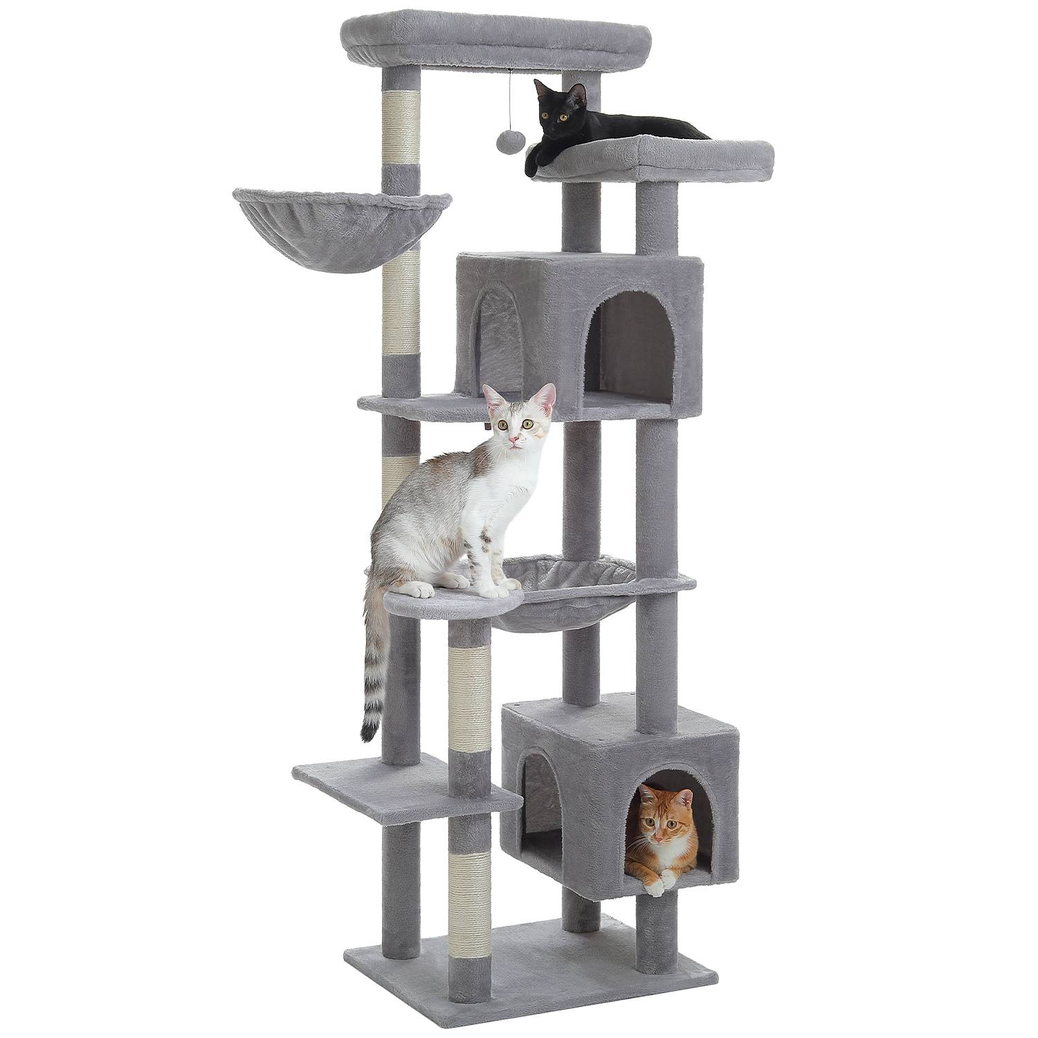 Arbre à Chat XXL avec 2 Grands Condos 175 cm Gris PAWZ Road - Image 1