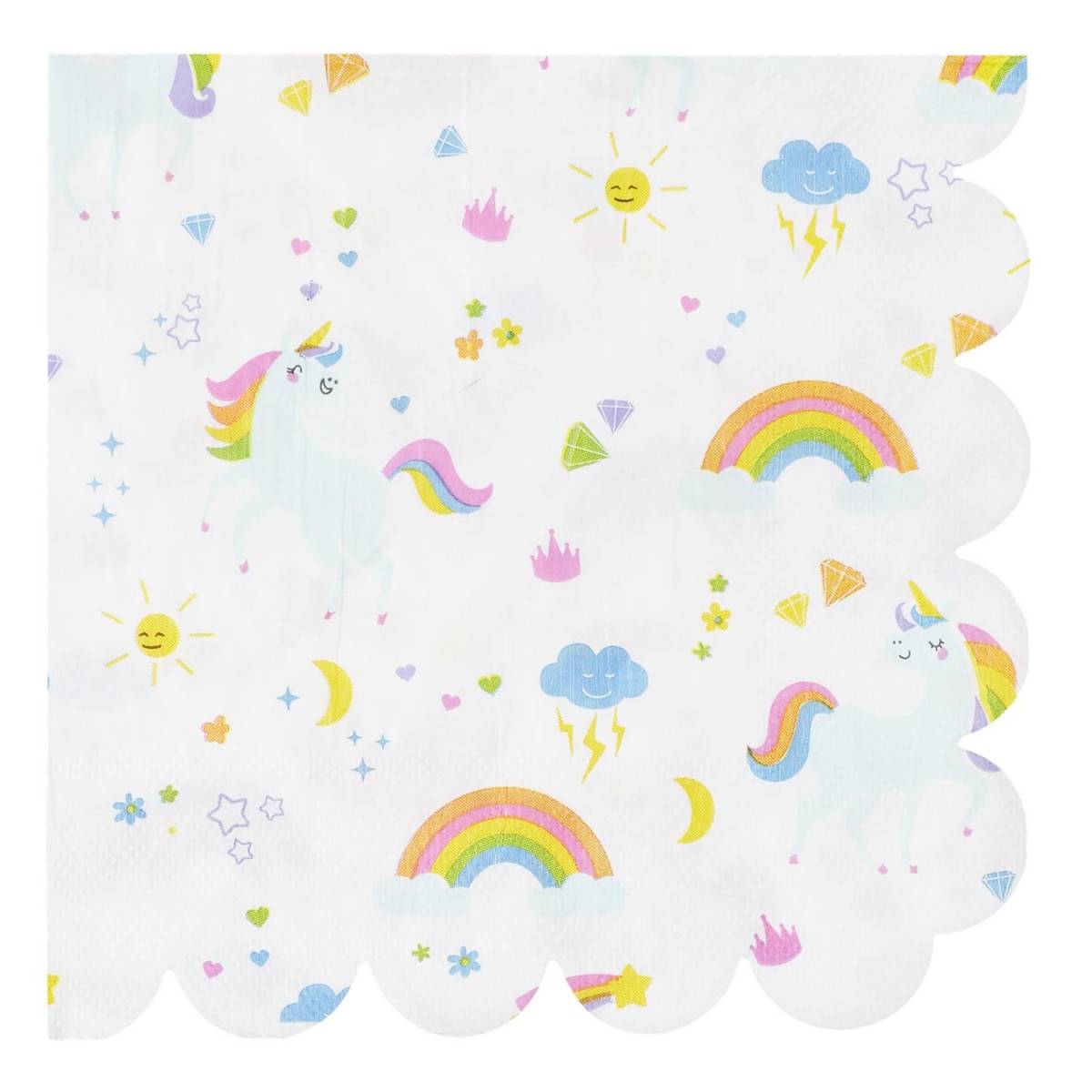 Party Time - Lot de 20 Serviettes en Papier "Licorne" 33x33cm Blanc - Image 1
