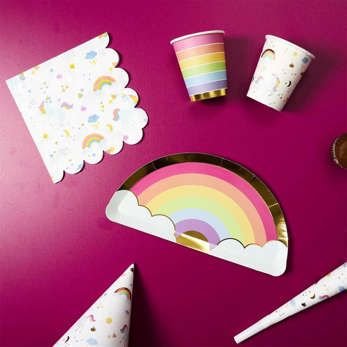 Party Time - Lot de 20 Serviettes en Papier "Licorne" 33x33cm Blanc - Image 2