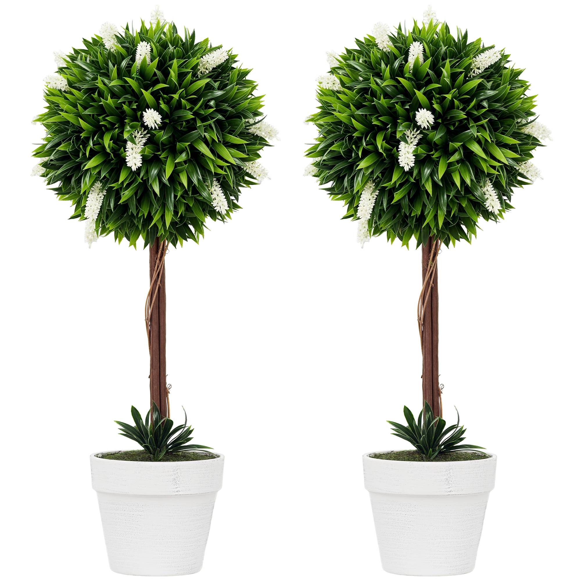 Plante artificielle lavande plastique pour intérieur et extérieur sans entretien 60cm blanc - ComfortXL Outdoor Living
