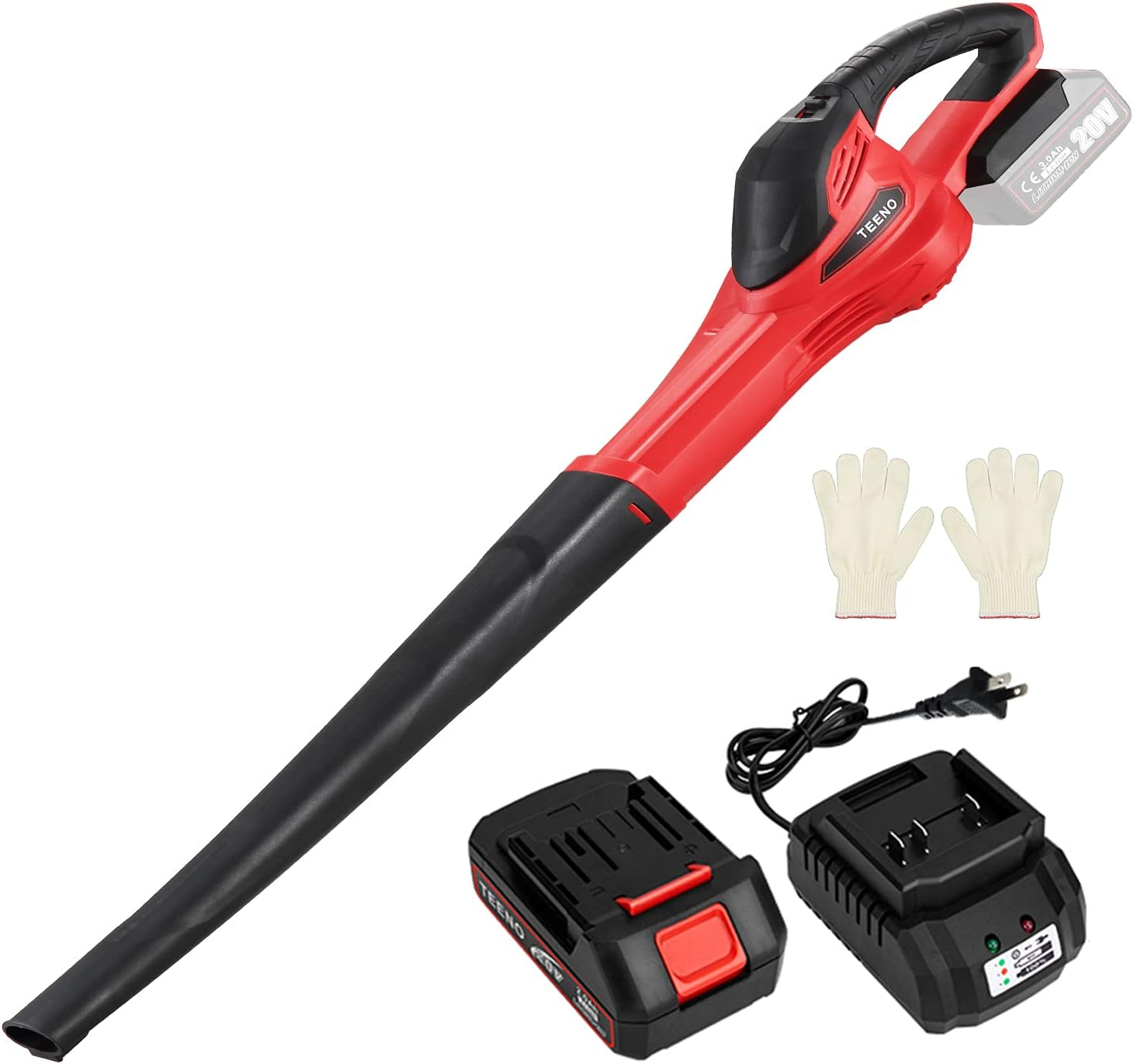 Teeno - Souffleur à feuilles sans fil 21V, 4,0 Ah, vitesse de rotation 15 000 tr/min, chargeur rapide inclu - Image 1