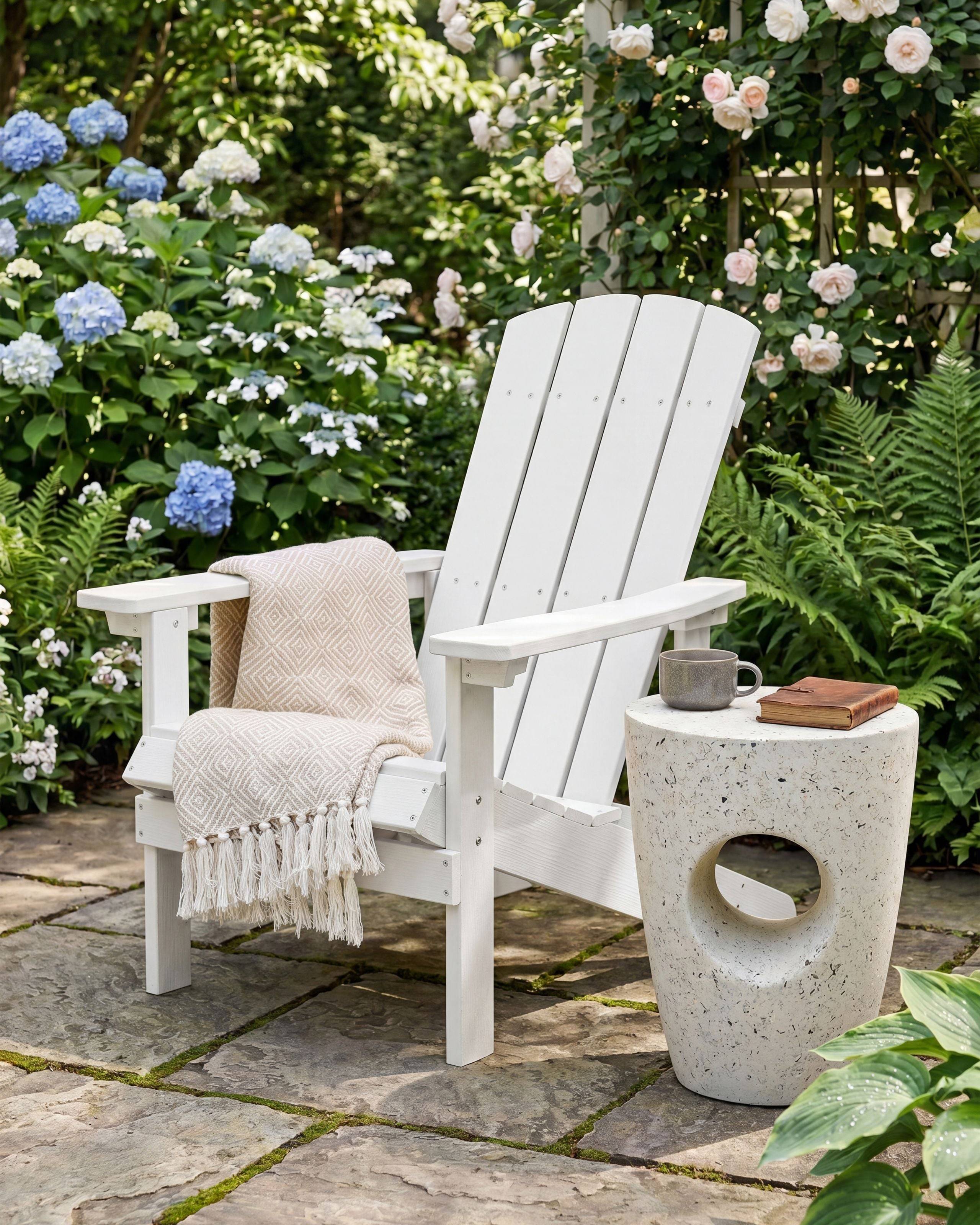 Beliani - Chaise de jardin Bois synthétique Blanc ADIRONDACK - Beliani - Image 1