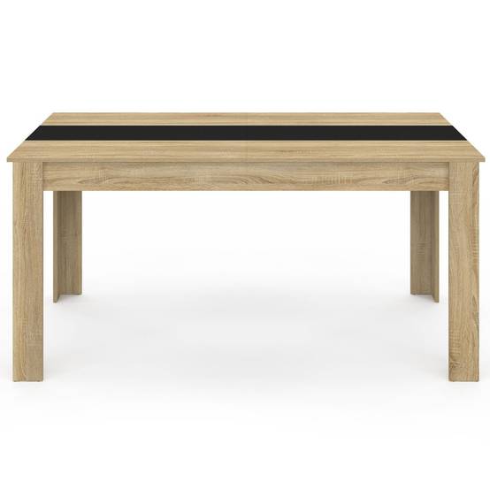 Table à Manger Georgia 6 Personnes – Rectangle Noire & Hêtre 140x90 Cm Moderne !