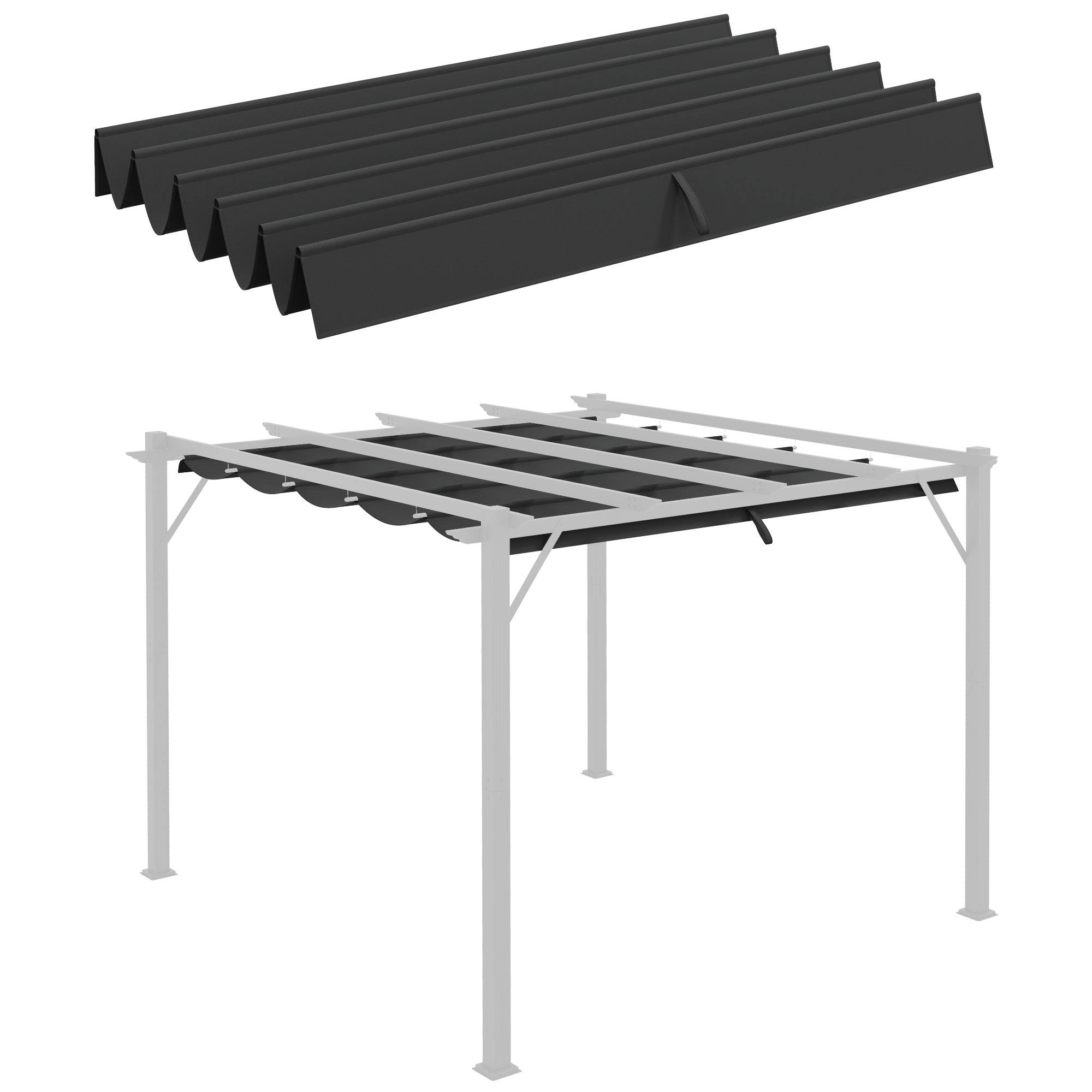Outsunny - Toile de toit pergola tonnelle rétractable 3x3m toile gris foncé - Outsunny
