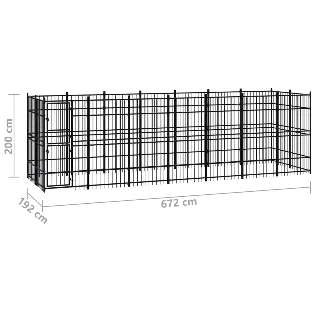 Vidaxl - Chenil d'extérieur pour chiens Acier 12,9 m² vidaXL 3097961 - Image 8