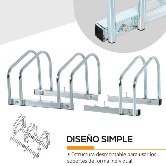 Support à vélos pour 3 vélos, pour intérieur et extérieur, 76 x 33 x 27 cm, argent - Image 7