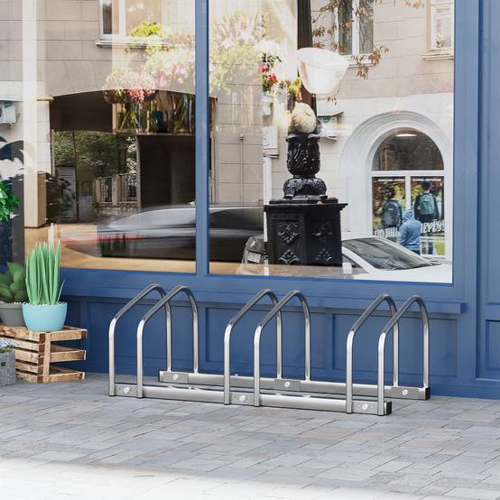 Support à vélos pour 3 vélos, pour intérieur et extérieur, 76 x 33 x 27 cm, argent - Image 3