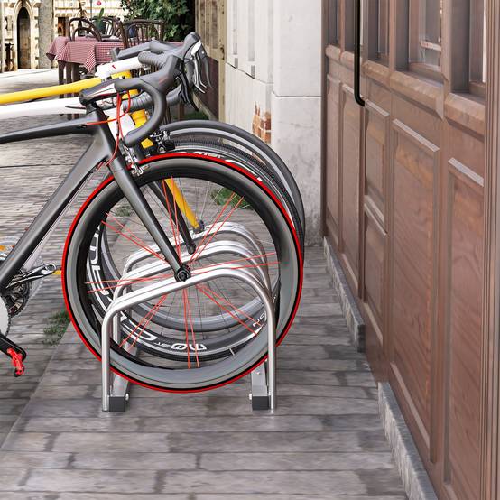 Support à vélos pour 3 vélos, pour intérieur et extérieur, 76 x 33 x 27 cm, argent - Image 4