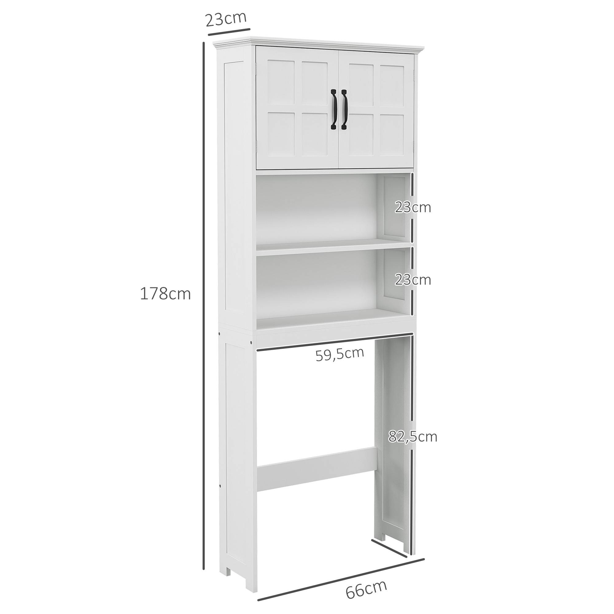 Sans Marque - Meuble WC dessus toilette armoire rangement salle bain niches placard double porte étagère réglable - Image 5