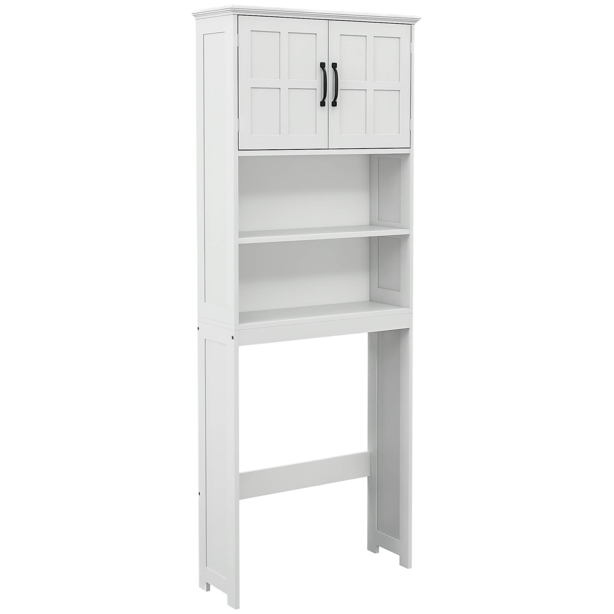 Sans Marque - Meuble WC dessus toilette armoire rangement salle bain niches placard double porte étagère réglable - Image 1