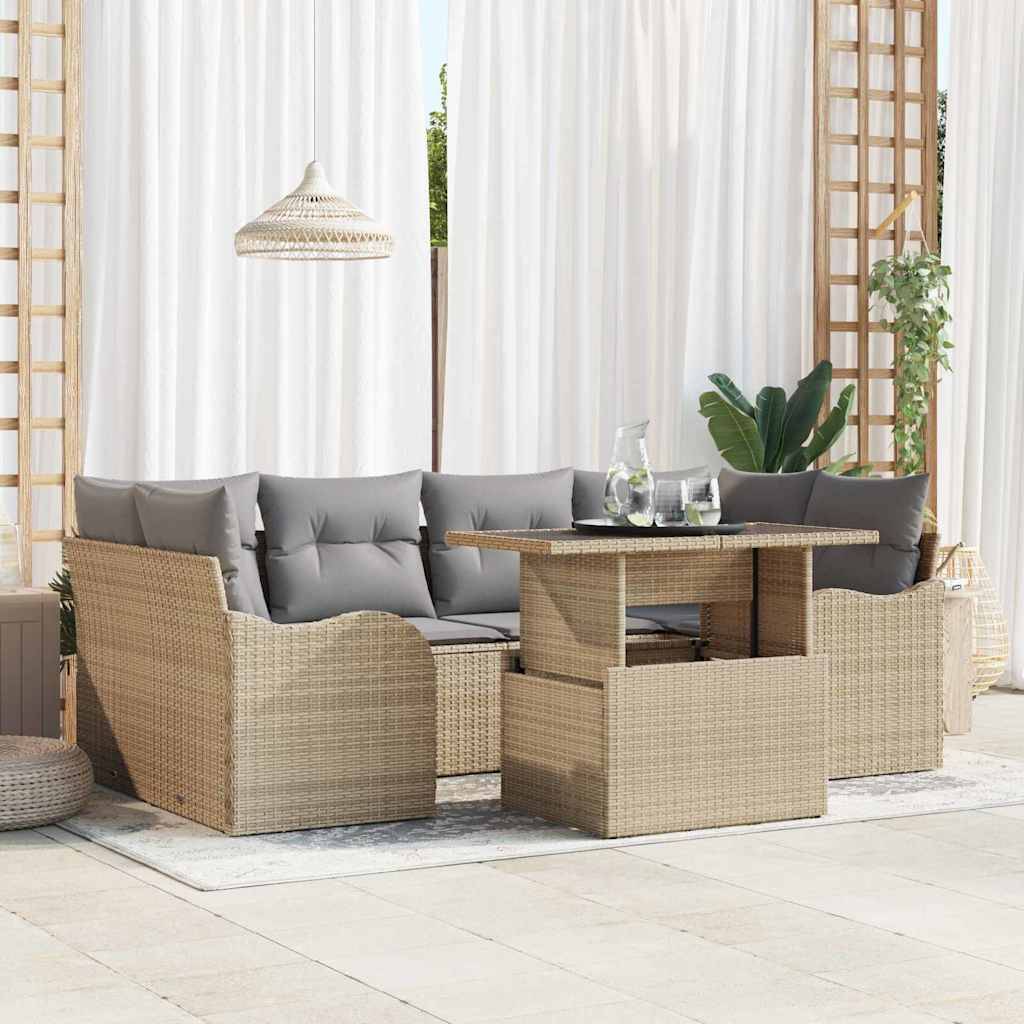 Vidaxl - Ensemble de canapé de jardin 7 pcs Beige Poly rotin vidaXL 3348396 - Image 1