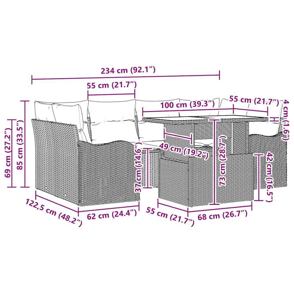 Vidaxl - Ensemble de canapé de jardin 7 pcs Beige Poly rotin vidaXL 3348396 - Image 3
