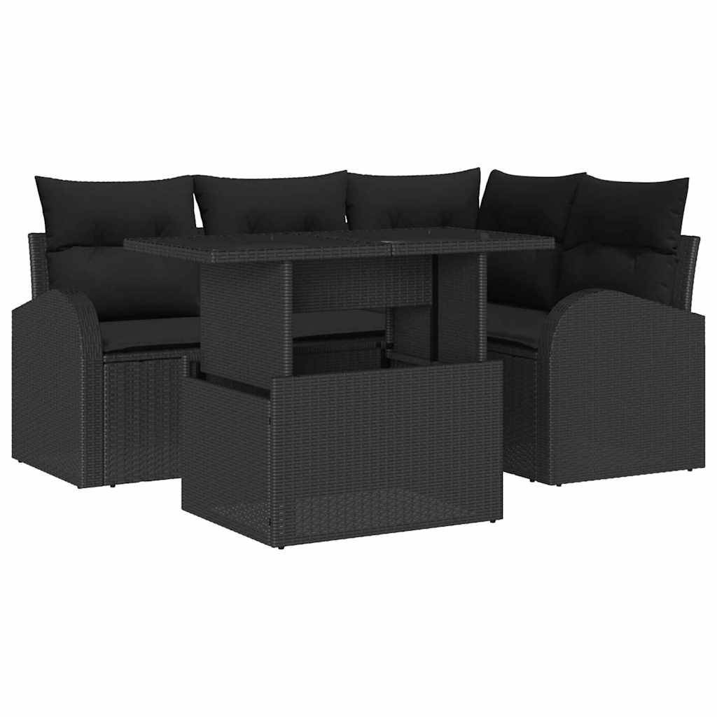 ComfortXL - Salon de jardin 4 places en poly rotin avec canapés d'angle et table basse Noir – ComfortXL Outdoor Living - Image 2