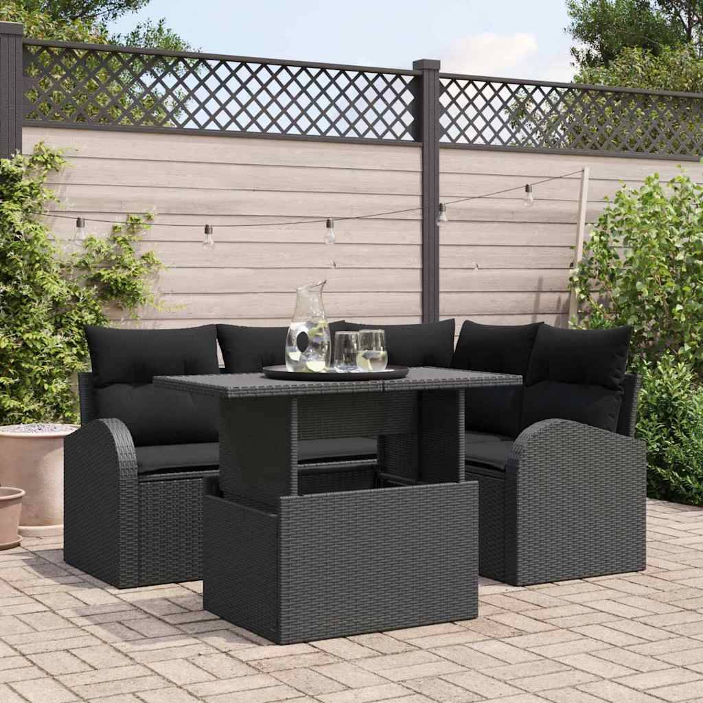 ComfortXL - Salon de jardin 4 places en poly rotin avec canapés d'angle et table basse Noir – ComfortXL Outdoor Living - Image 1