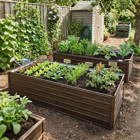 Carré potager surélevé métal aspect bois pour jardin fond ouvert antirouille 219x112x64cm - ComfortXL Outdoor Living - Image 7