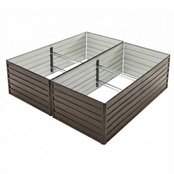 Carré potager surélevé métal aspect bois pour jardin fond ouvert antirouille 219x112x64cm - ComfortXL Outdoor Living - Image 8