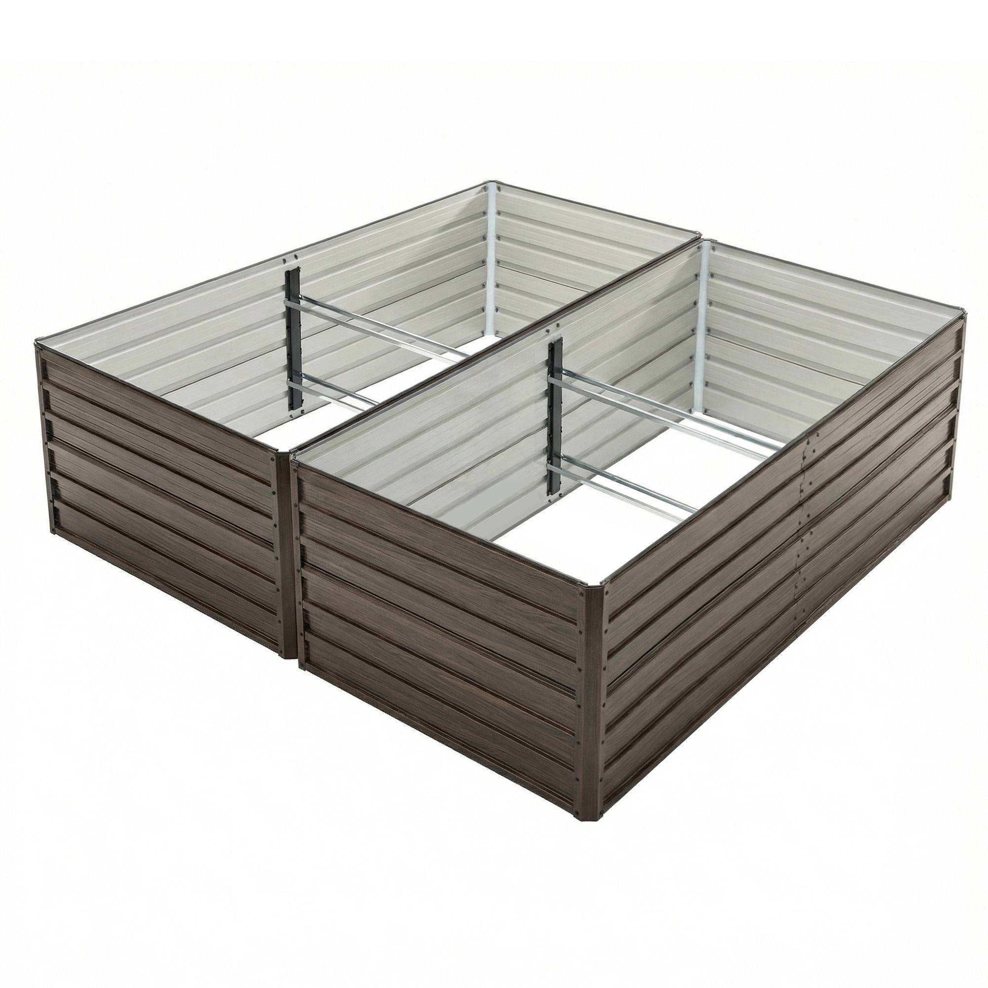Carré potager surélevé métal aspect bois pour jardin fond ouvert antirouille 219x112x64cm - ComfortXL Outdoor Living - Image 8