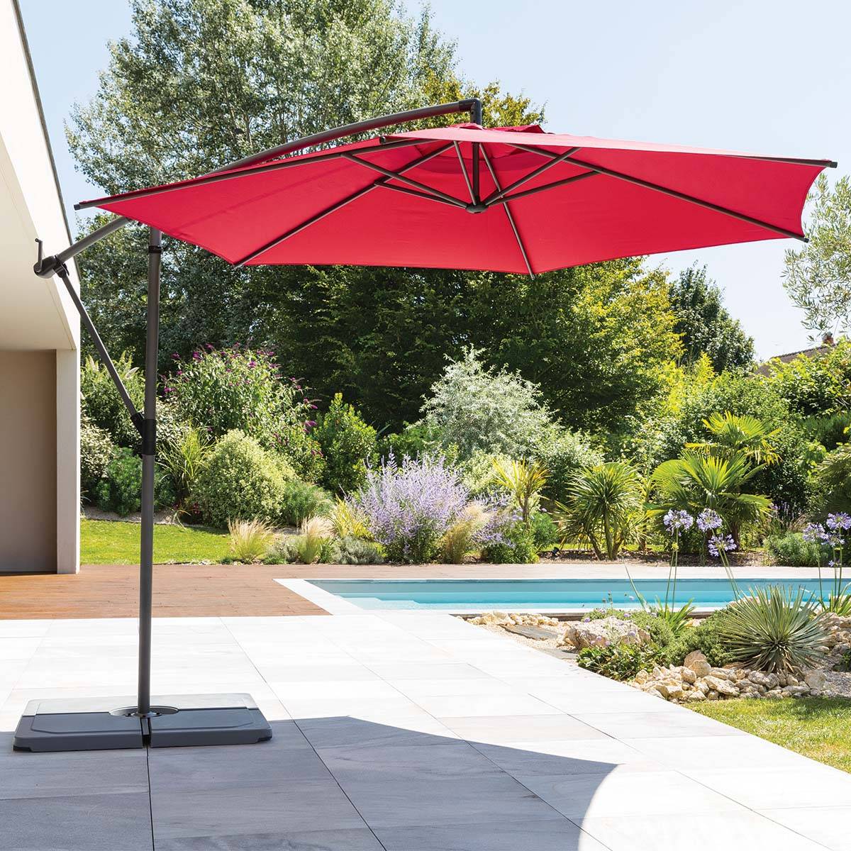 Hesperide - Parasol déporté rond "Manoa" grenade & graphite 3m en aluminium traité époxy Hespéride - Image 6