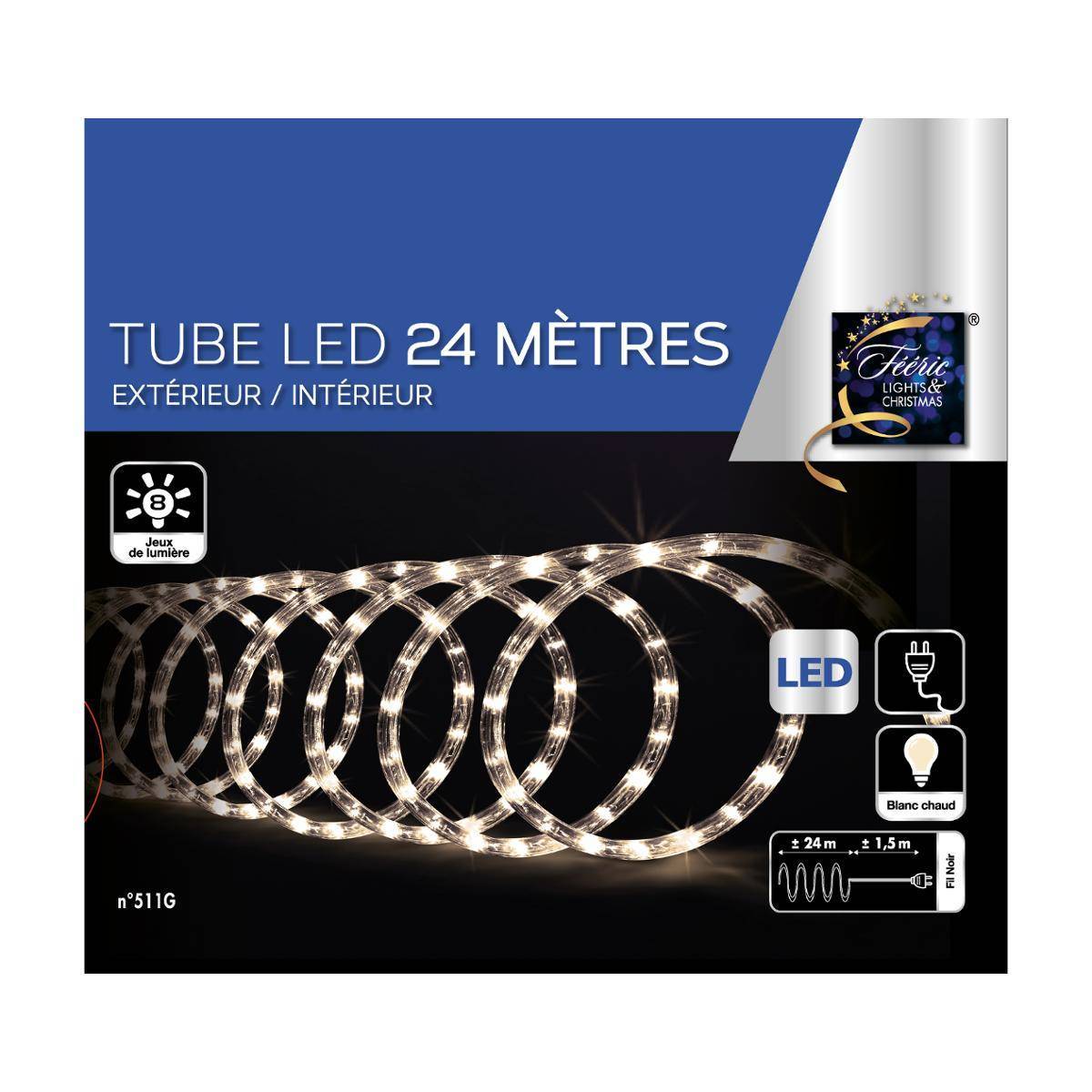 Fééric Lights & Christmas - Tube électrique extérieur 24m 432 LED blanc chaud FEERIC LIGHTS & CHRISTMAS - Image 2