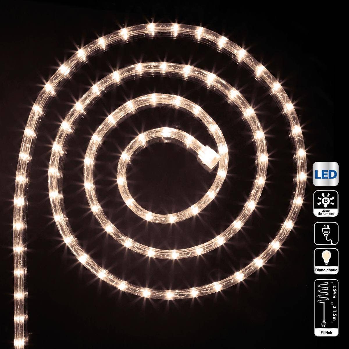 Fééric Lights & Christmas - Tube électrique extérieur 24m 432 LED blanc chaud FEERIC LIGHTS & CHRISTMAS - Image 4