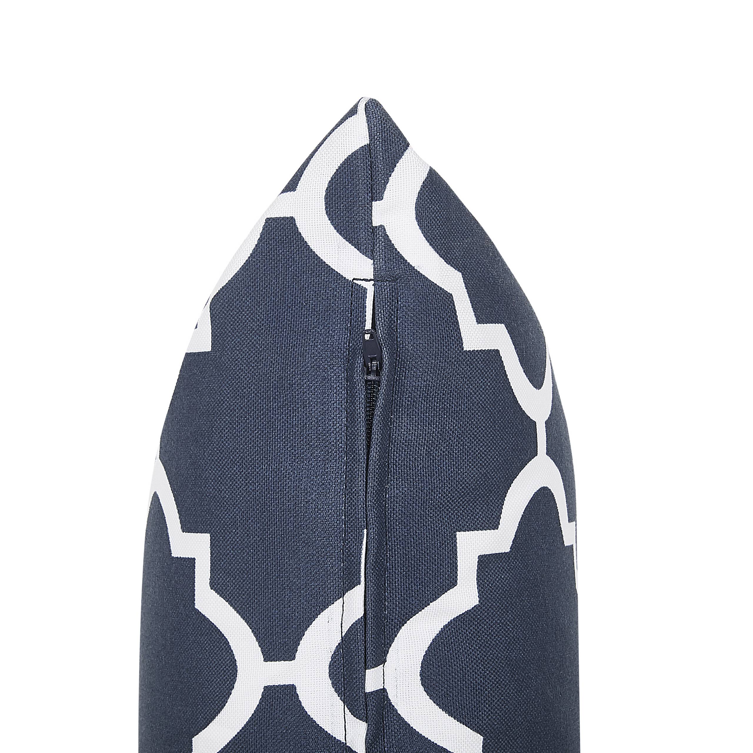 Beliani - 2 Coussins Décoratifs pour Jardin 40 x 40 cm avec Housse Amovible en Tissu Imperméable Anti UV et Hydrofuge Motif Marocain Bleu et Blanc Beliani - Image 5