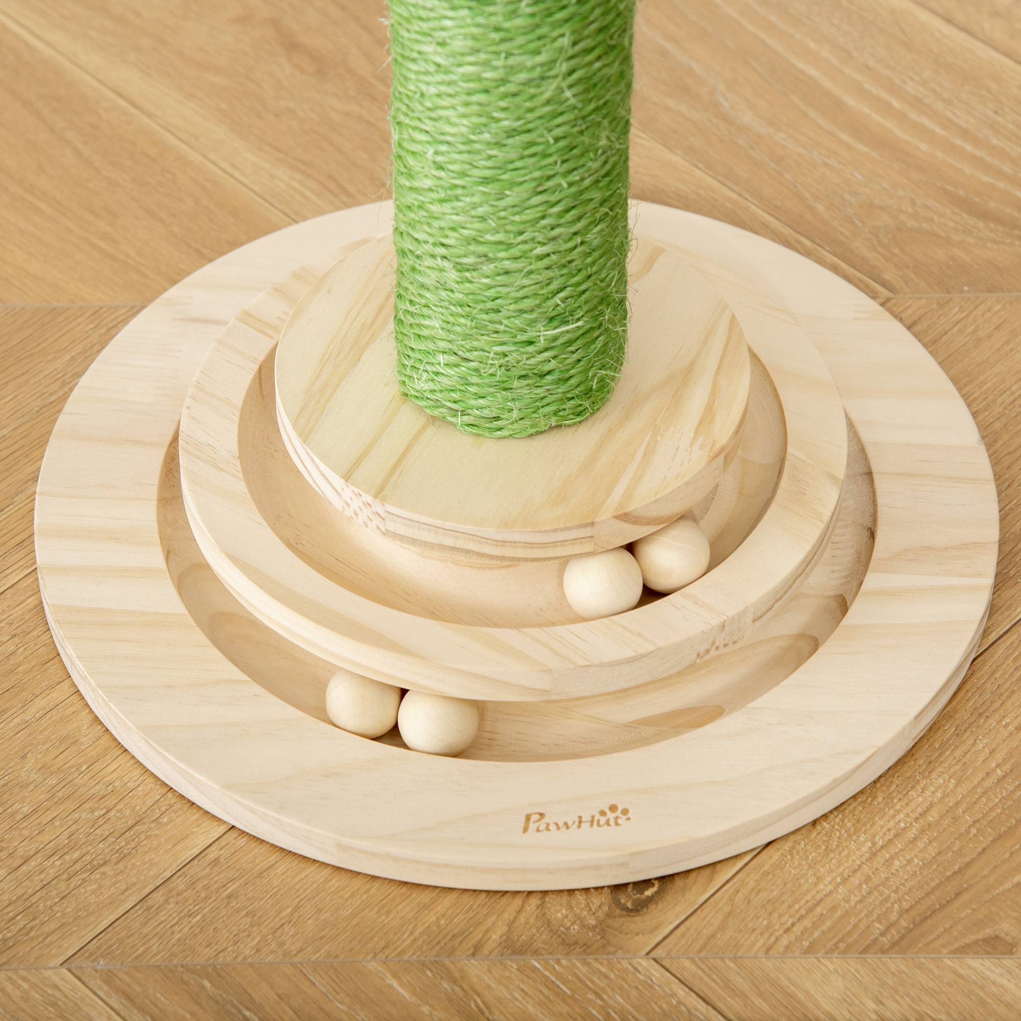 Pawhut - Griffoir chat design cactus - jouet pompon suspendu, jouet boules - bois de pin sisal vert - Image 9