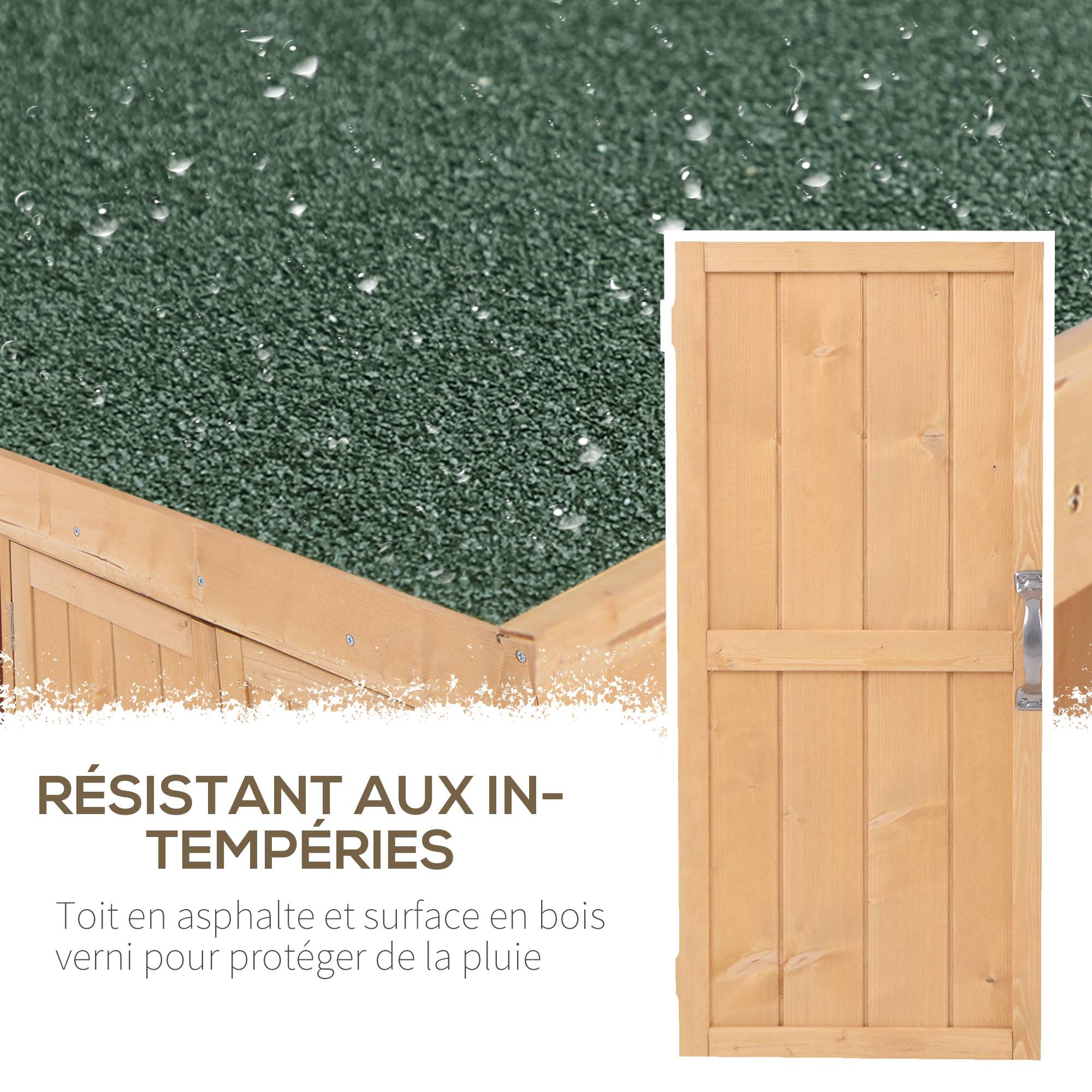 Outsunny - Armoire de Jardin Double Porte étagère toit bitumé relevable 74x43x88cm Bois Massif Sapin - Outsunny - Image 4