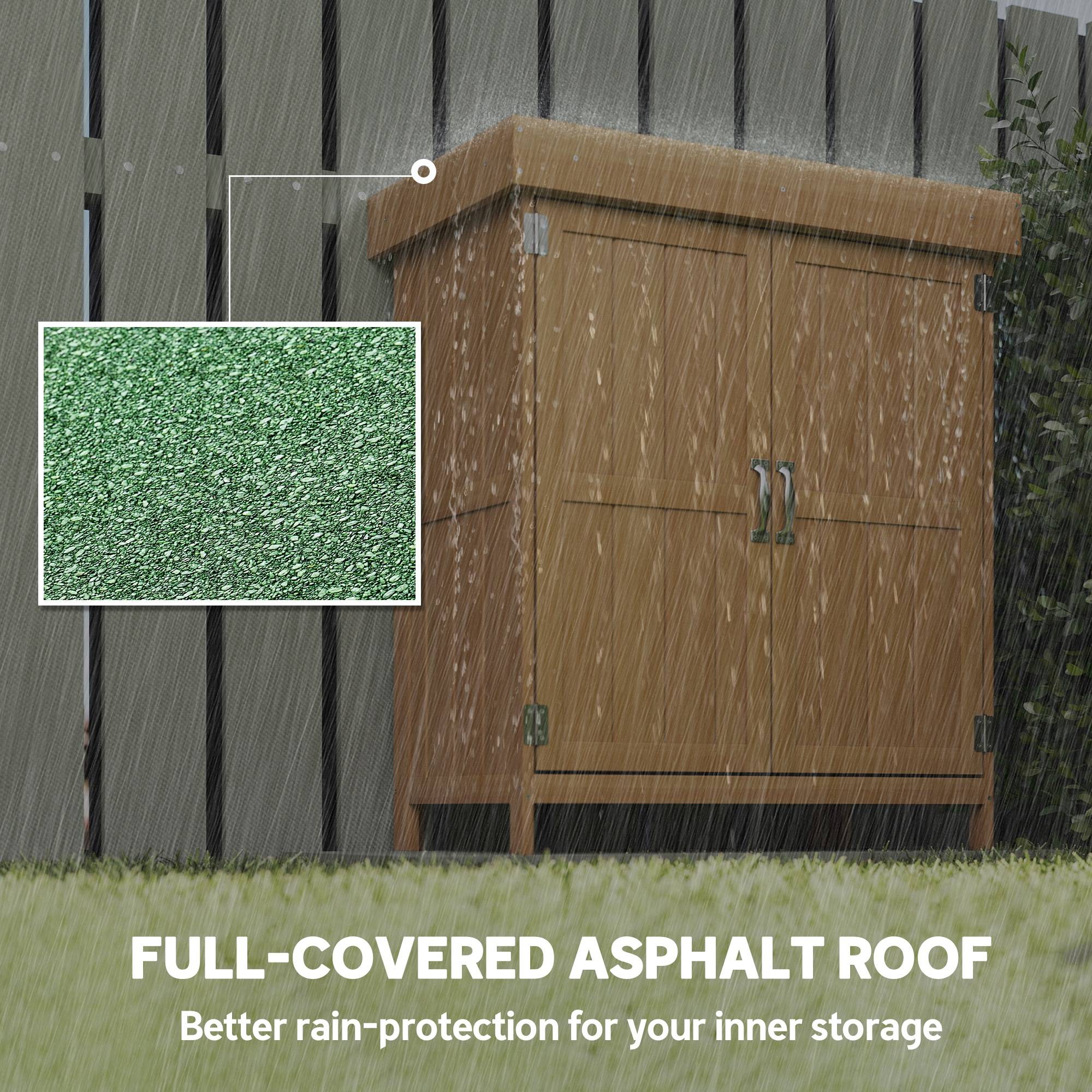 Outsunny - Armoire de Jardin Double Porte étagère toit bitumé relevable 74x43x88cm Bois Massif Sapin - Outsunny - Image 9