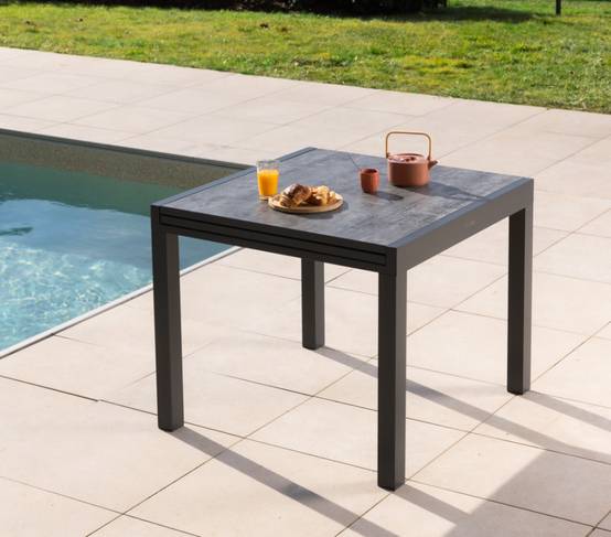 Ensemble table et chaises de jardin 6 places Vert HONFLEUR BEZIERS ARDOISE - Image 7