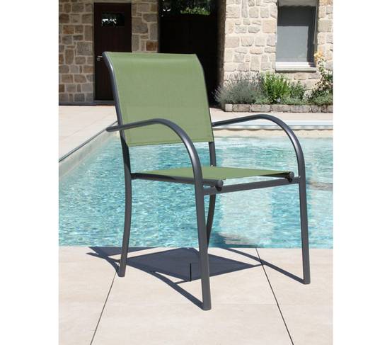 Ensemble table et chaises de jardin 6 places Vert HONFLEUR BEZIERS ARDOISE - Image 2