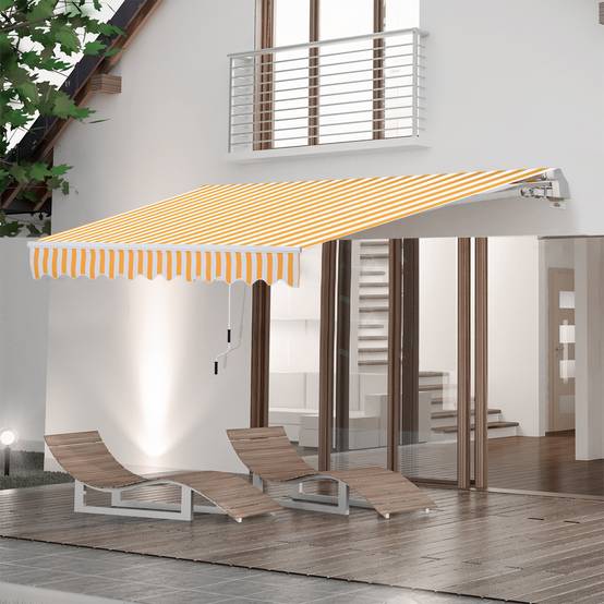 Sans Marque - Store mural avec bras articulé et manivelle, structure robuste en aluminium et toile en polyester, 295 x 245 cm, orange - Image 3