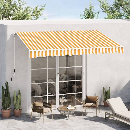 Sans Marque - Store mural avec bras articulé et manivelle, structure robuste en aluminium et toile en polyester, 295 x 245 cm, orange - Image 4