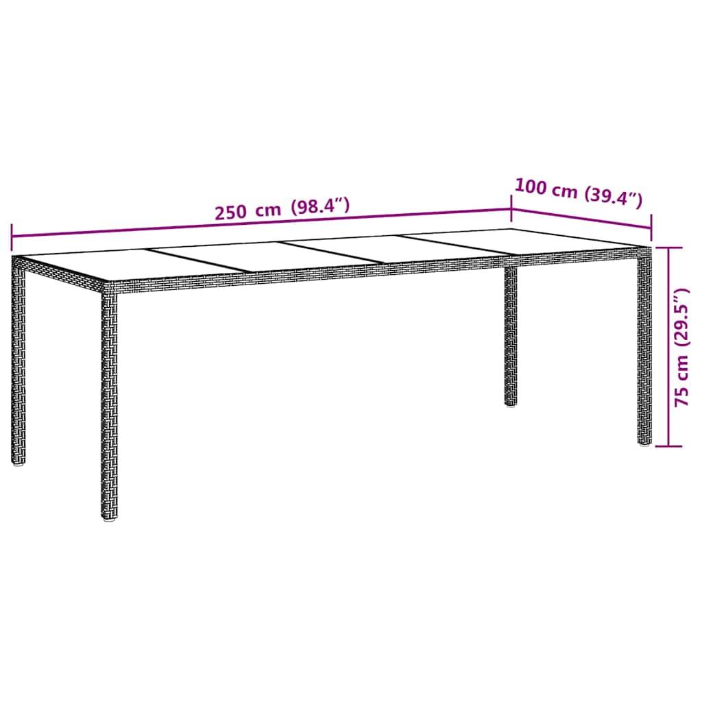 PANGIVO - Table de jardin verre trempé poly rotin beige 250 x 100 x 75 cm - PANGIVO - Image 7