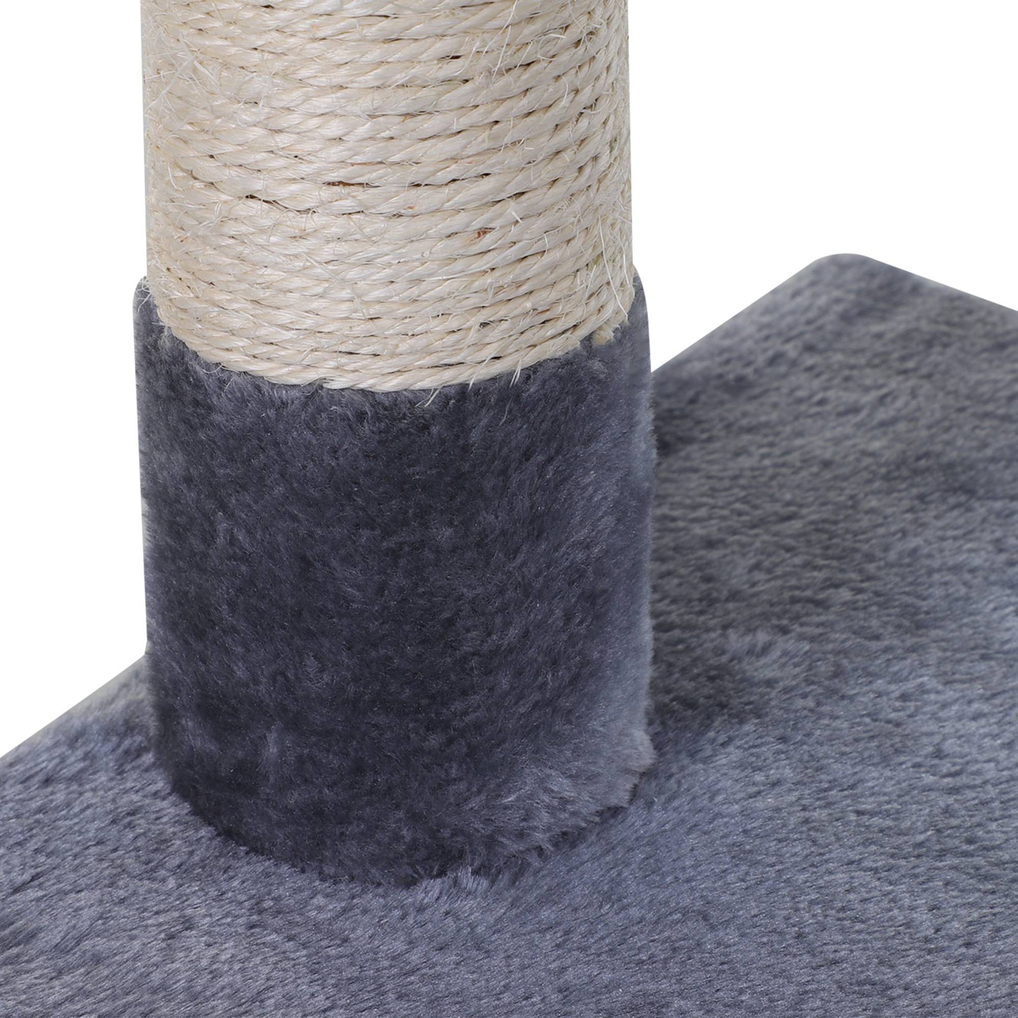 Petit Arbre à Chat avec Hamac et Plateforme Griffoir Poteaux en Sisal et Jouet Suspendu 70 cm Gris - ComfortXL Outdoor Living - Image 10