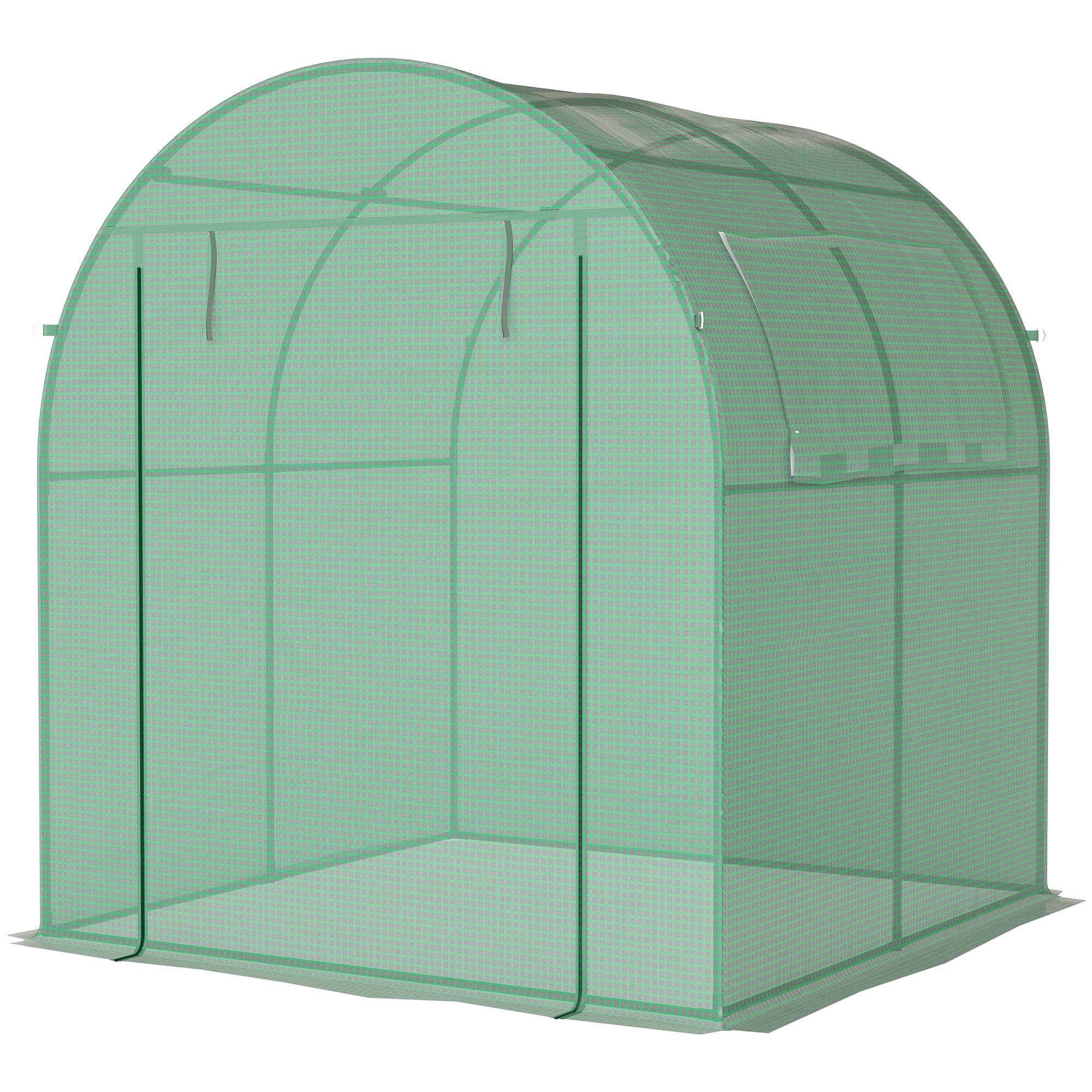 Serre tunnel de jardin 3,24m², serre de jardin tunnel porte et fenêtre enroulables, bâche PE, 180 x 180 x 200 cm, verte - Image 2