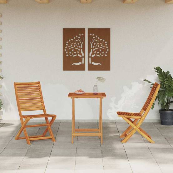 ComfortXL - Salon de Jardin Pliable 2 Personnes Bois d'Acacia et Trou Parasol pour Balcon Marron – ComfortXL Outdoor Living - Image 1