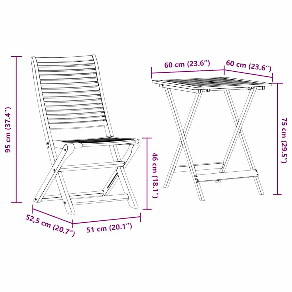 ComfortXL - Salon de Jardin Pliable 2 Personnes Bois d'Acacia et Trou Parasol pour Balcon Marron – ComfortXL Outdoor Living - Image 5