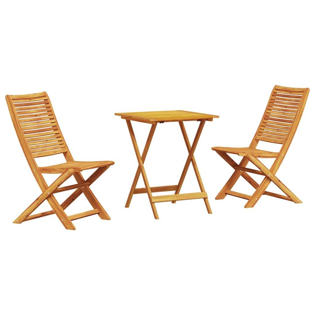 ComfortXL - Salon de Jardin Pliable 2 Personnes Bois d'Acacia et Trou Parasol pour Balcon Marron – ComfortXL Outdoor Living - Image 2