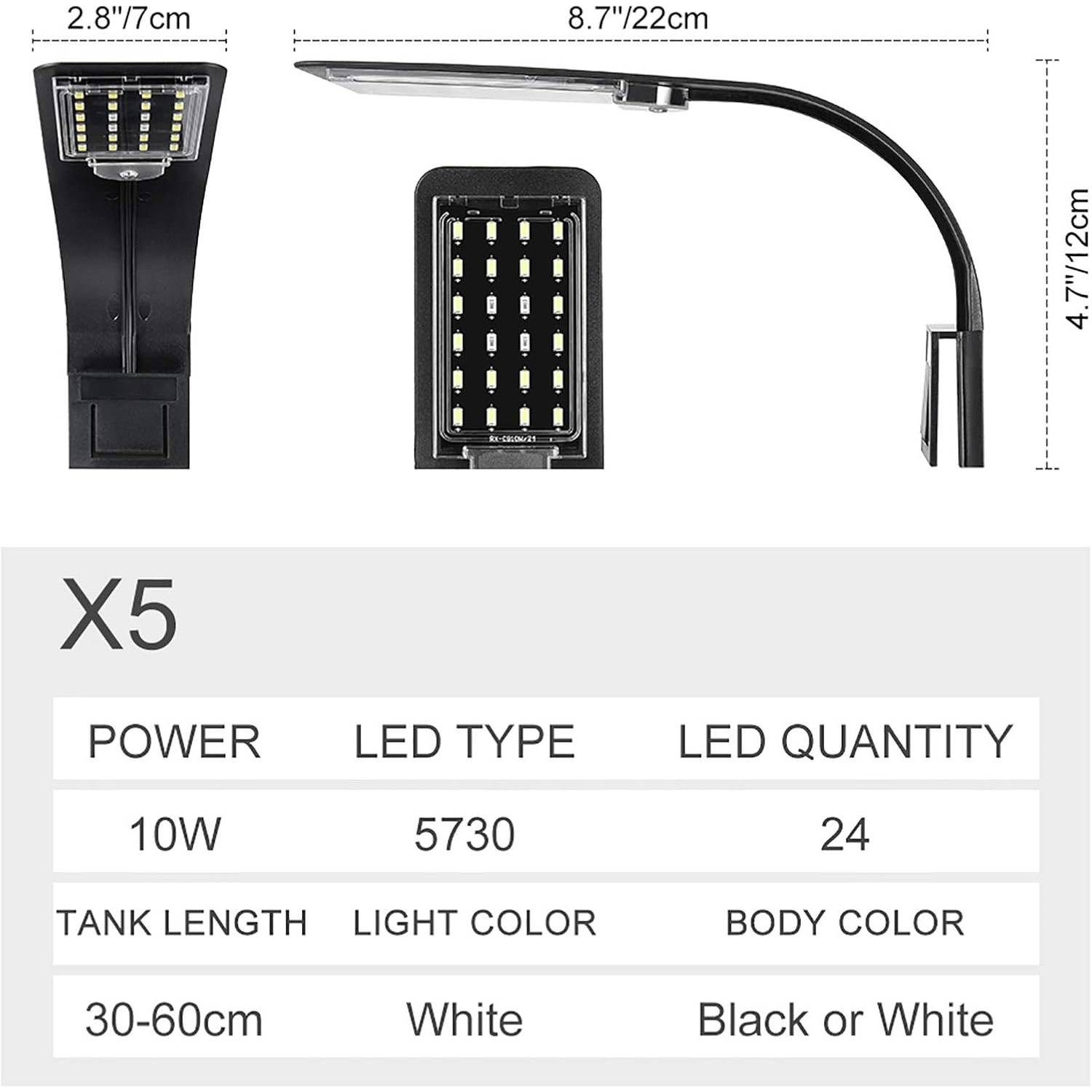 DtopbuyAge - Rampe LED 10W Blanc/Bleu pour Aquarium 30-60cm DtopbuyAge - Image 3